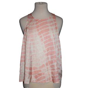 Buffalo David Bitton Women's Tie Dye Pink White Satin Tank Top Shirt Large L NEW